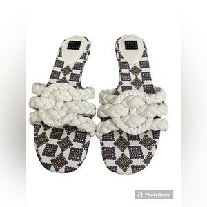 WHBM Braided White Flat Women’s Sandal - Size 8.5 - Worn Once